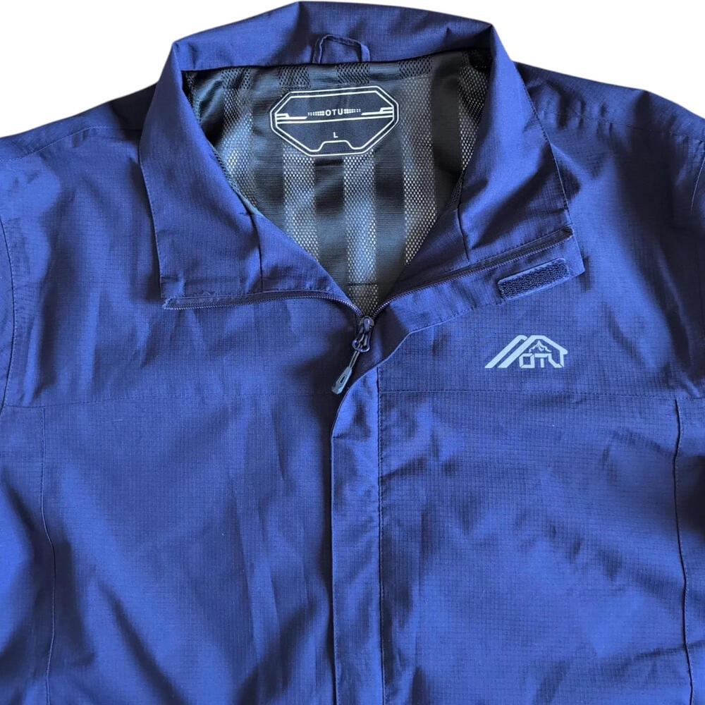OTU Jacket Mens Large Blue Softshell Weatherproof Windbreaker Lightweight Hiking